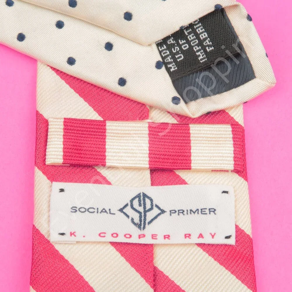 Social Primer Narrow SIlk Tie Mens Red White Blue Awning Stripe Flag USA